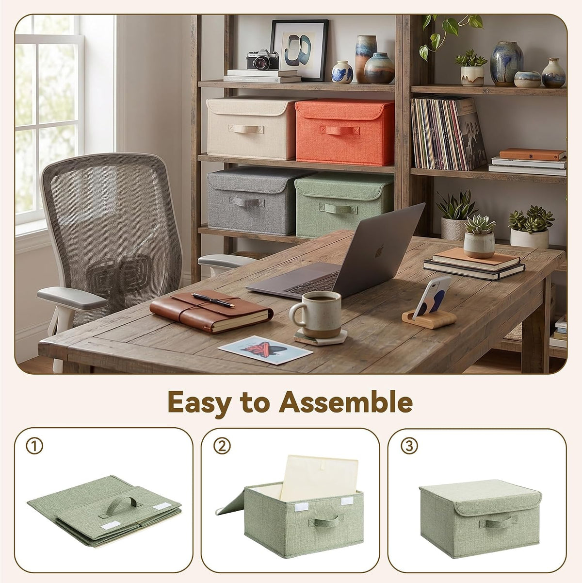 Memory Keepsake Storage Box, Fabric Storage Bins with Lids
