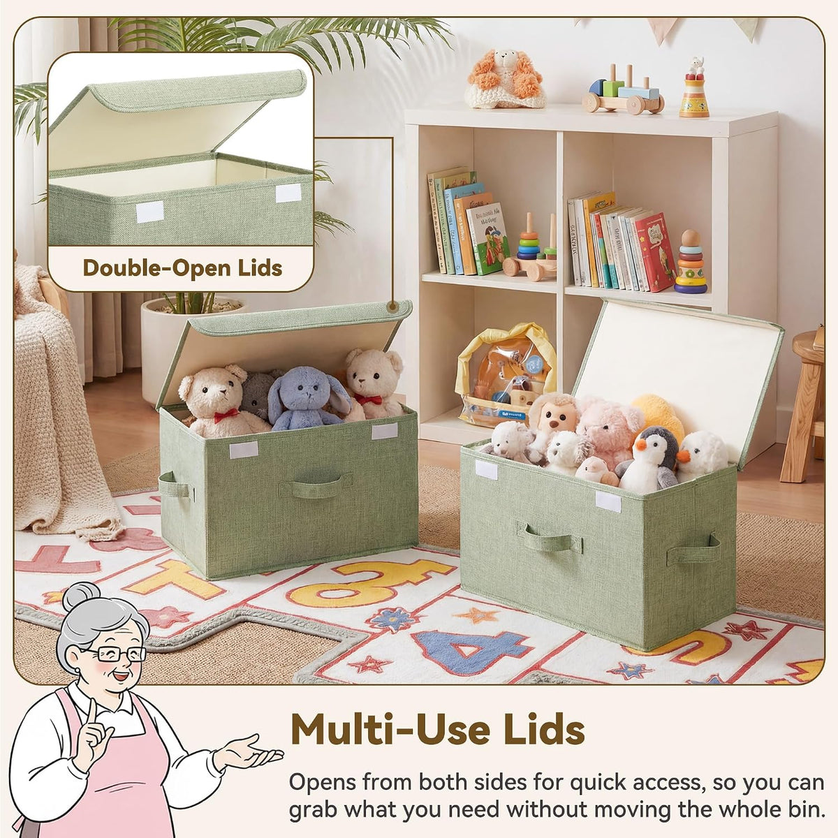 Memory Keepsake Storage Box, Fabric Storage Bins with Lids