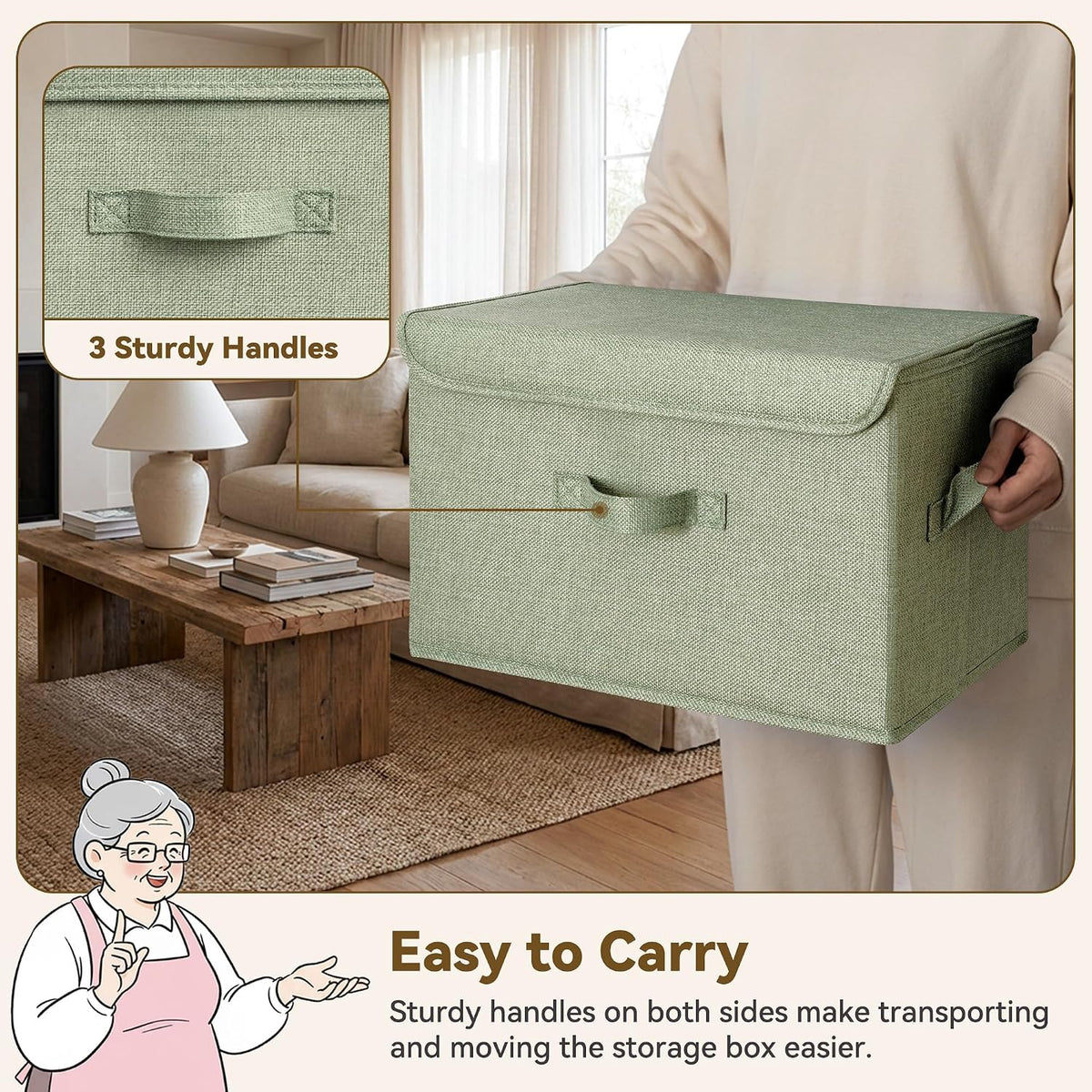 Memory Keepsake Storage Box, Fabric Storage Bins with Lids