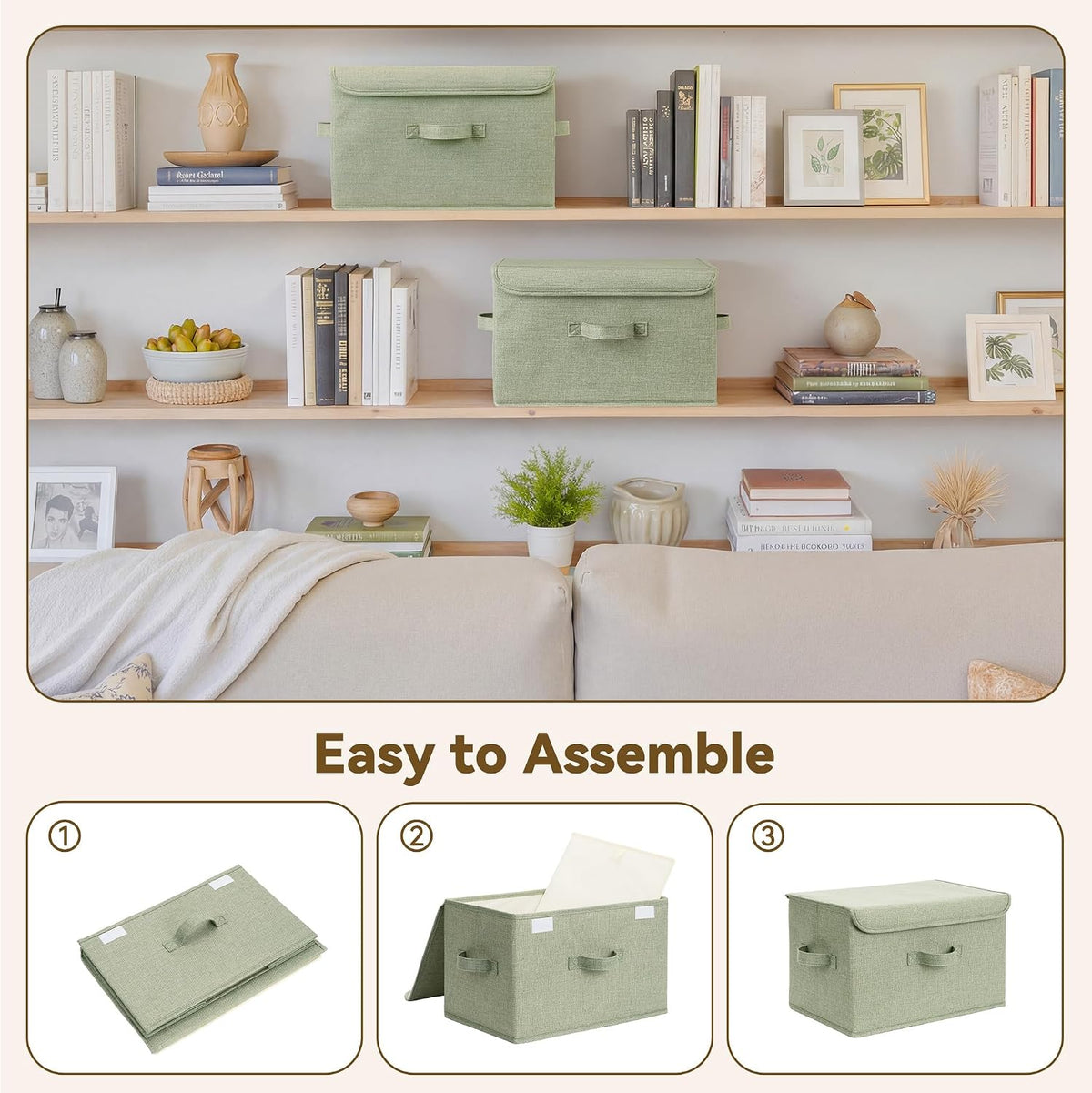 Memory Keepsake Storage Box, Fabric Storage Bins with Lids