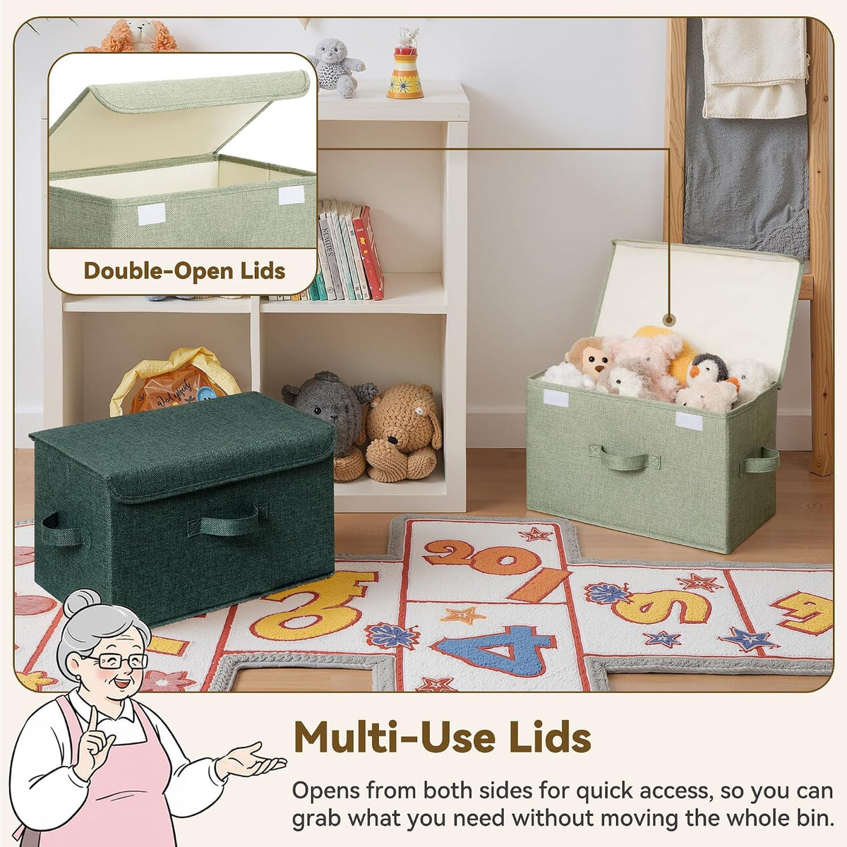 Memory Keepsake Storage Box, Fabric Storage Bins with Lids