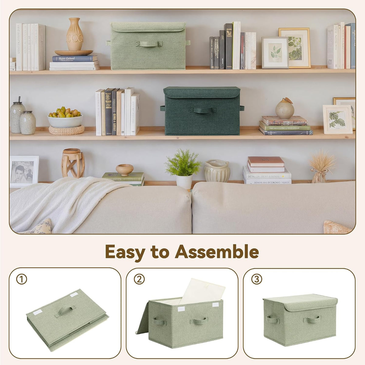 Memory Keepsake Storage Box, Fabric Storage Bins with Lids