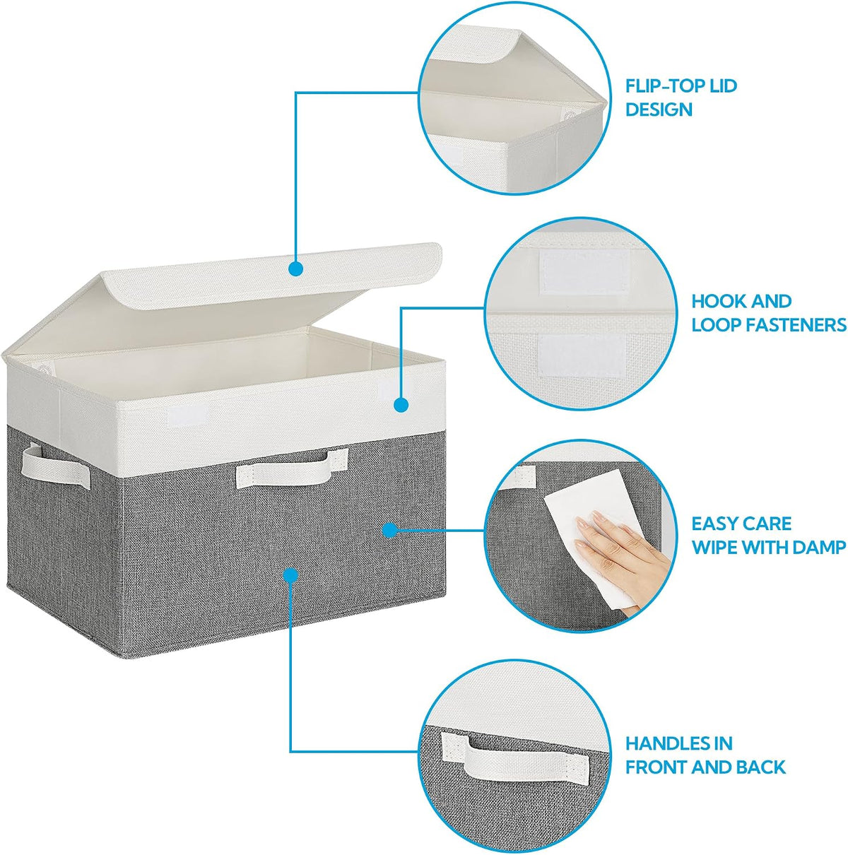 Memory Keepsake Storage Box, Fabric Storage Bins with Lids