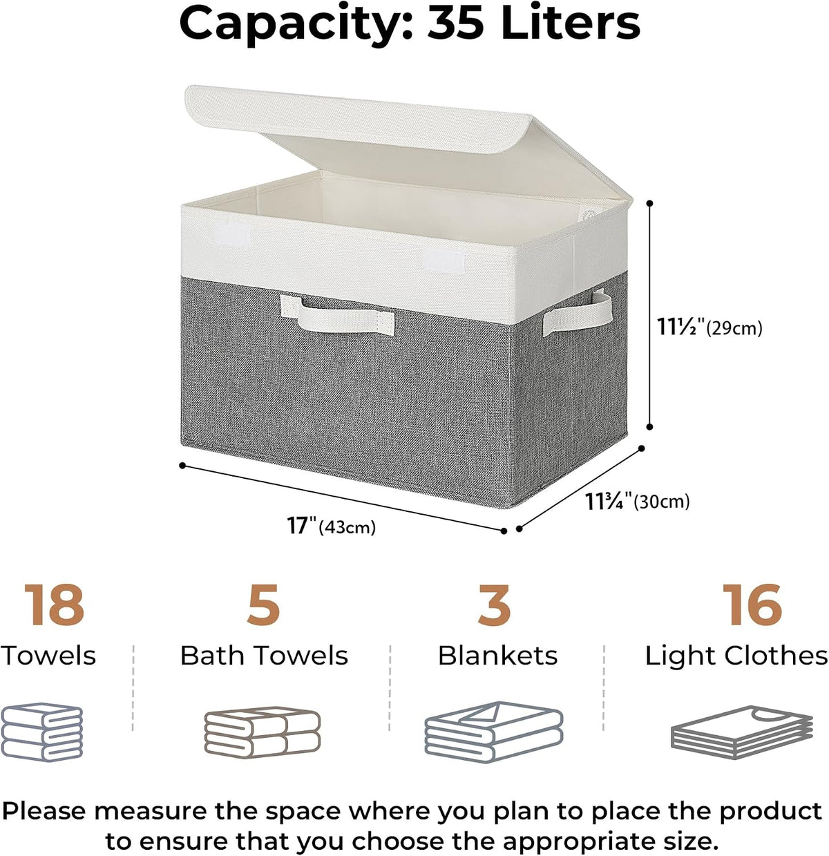 Memory Keepsake Storage Box, Fabric Storage Bins with Lids