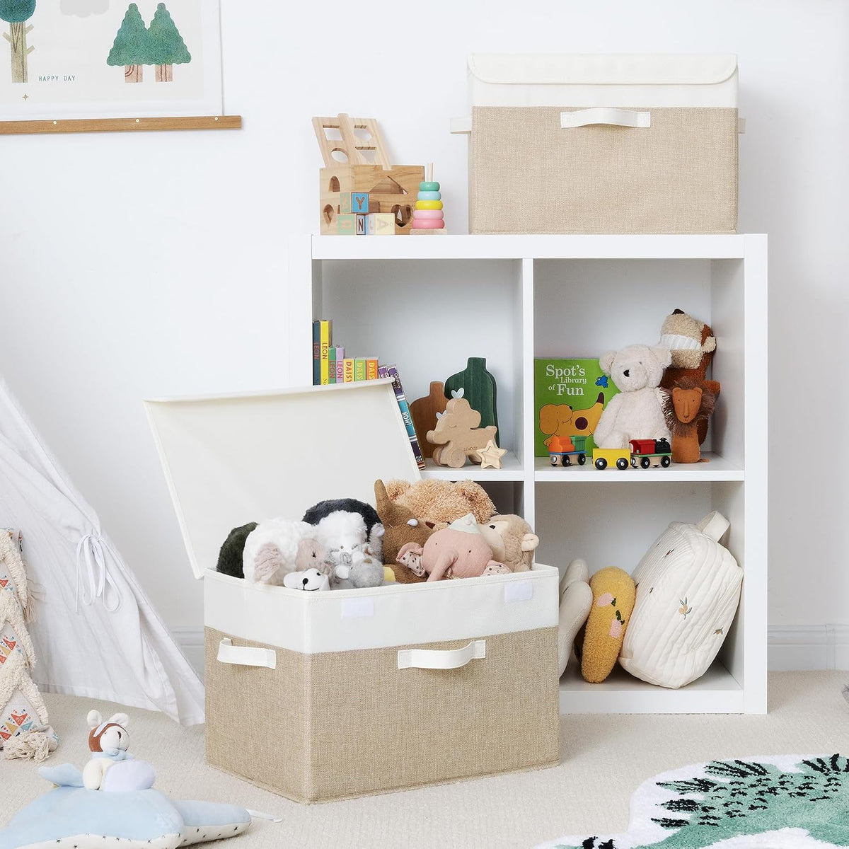 Memory Keepsake Storage Box, Fabric Storage Bins with Lids