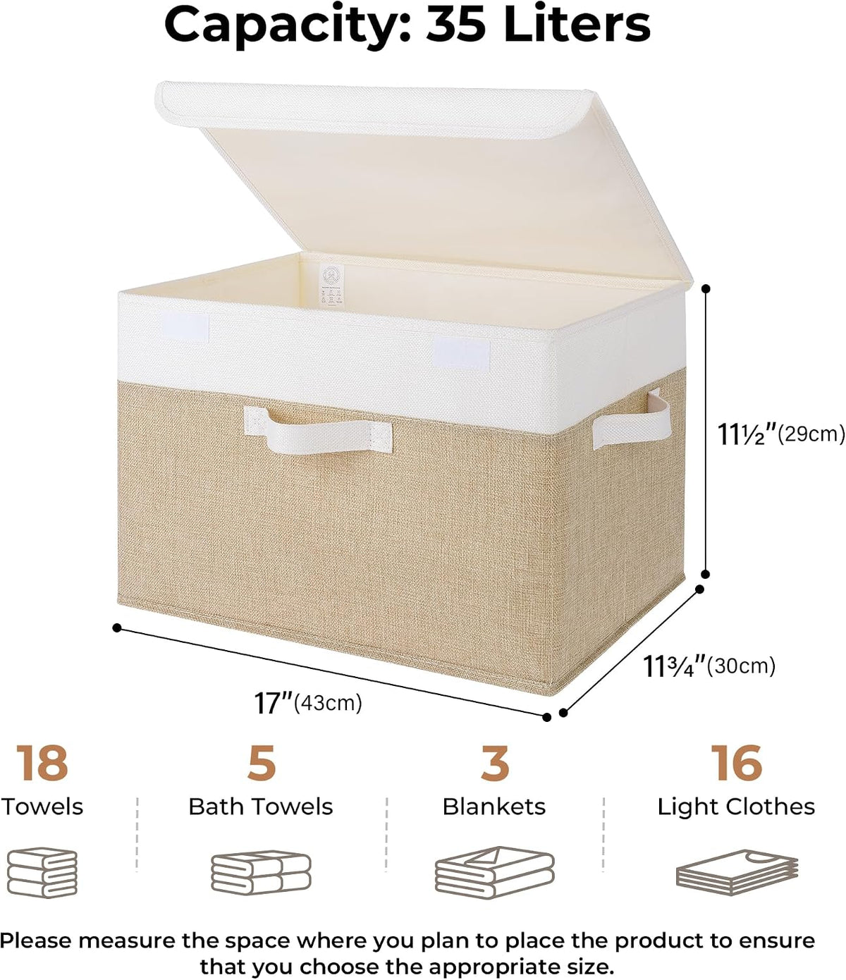 Memory Keepsake Storage Box, Fabric Storage Bins with Lids