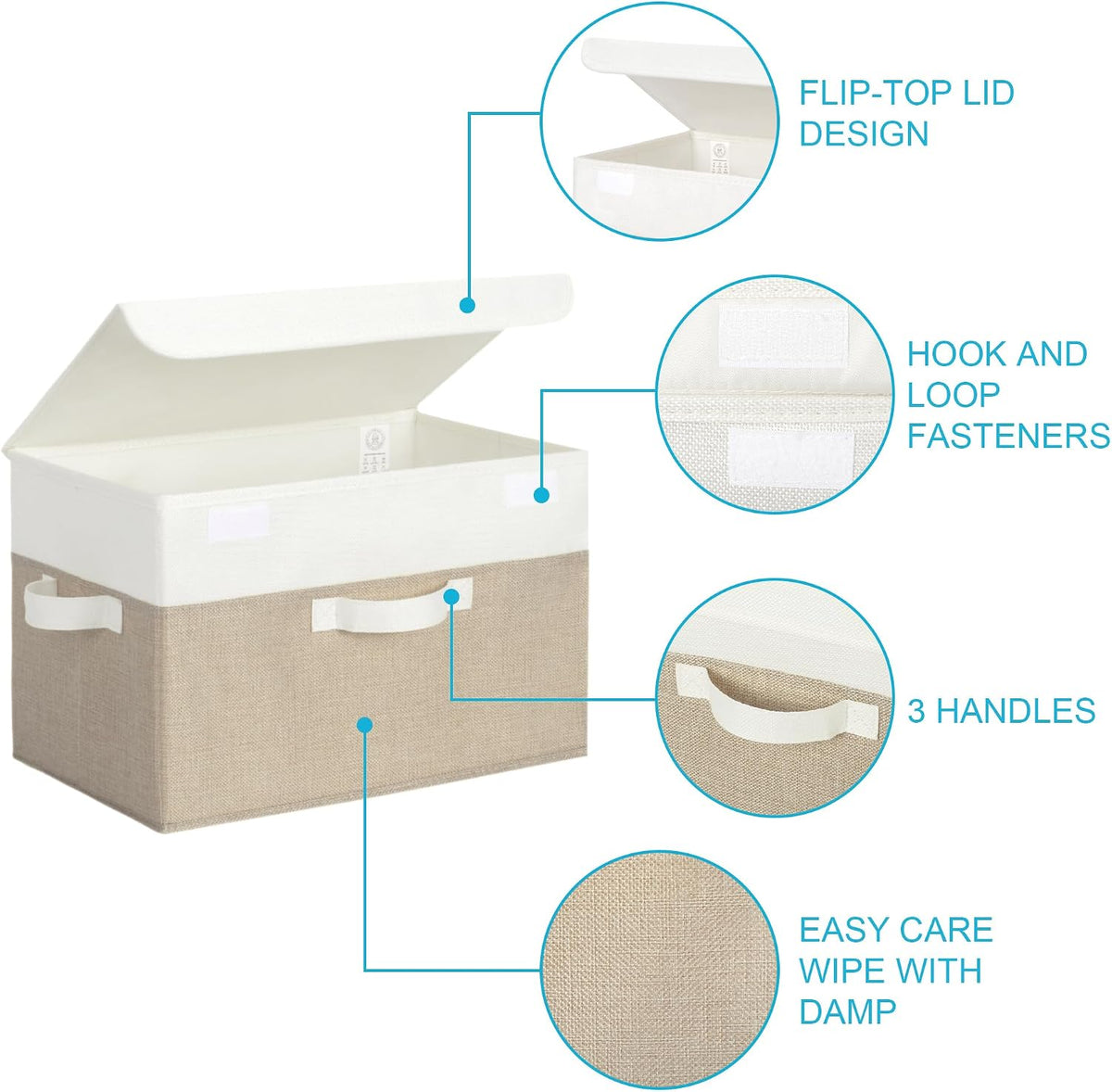 Memory Keepsake Storage Box, Fabric Storage Bins with Lids