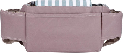 Universal Baby Stroller Organizer Bag, Oxford Cloth Storage Pouch with Cup Holders, 11.8x5.1x7.5 inches (Mint Stripes)
