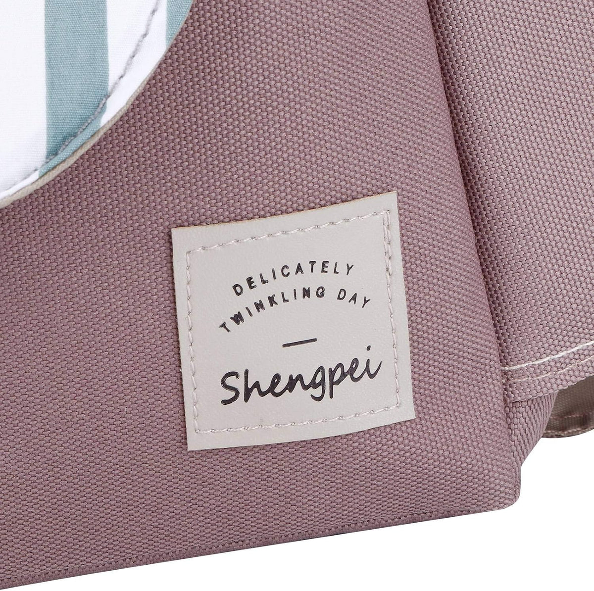 Universal Baby Stroller Organizer Bag, Oxford Cloth Storage Pouch with Cup Holders, 11.8x5.1x7.5 inches (Mint Stripes)