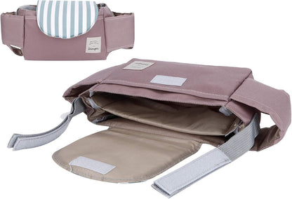 Universal Baby Stroller Organizer Bag, Oxford Cloth Storage Pouch with Cup Holders, 11.8x5.1x7.5 inches (Mint Stripes)