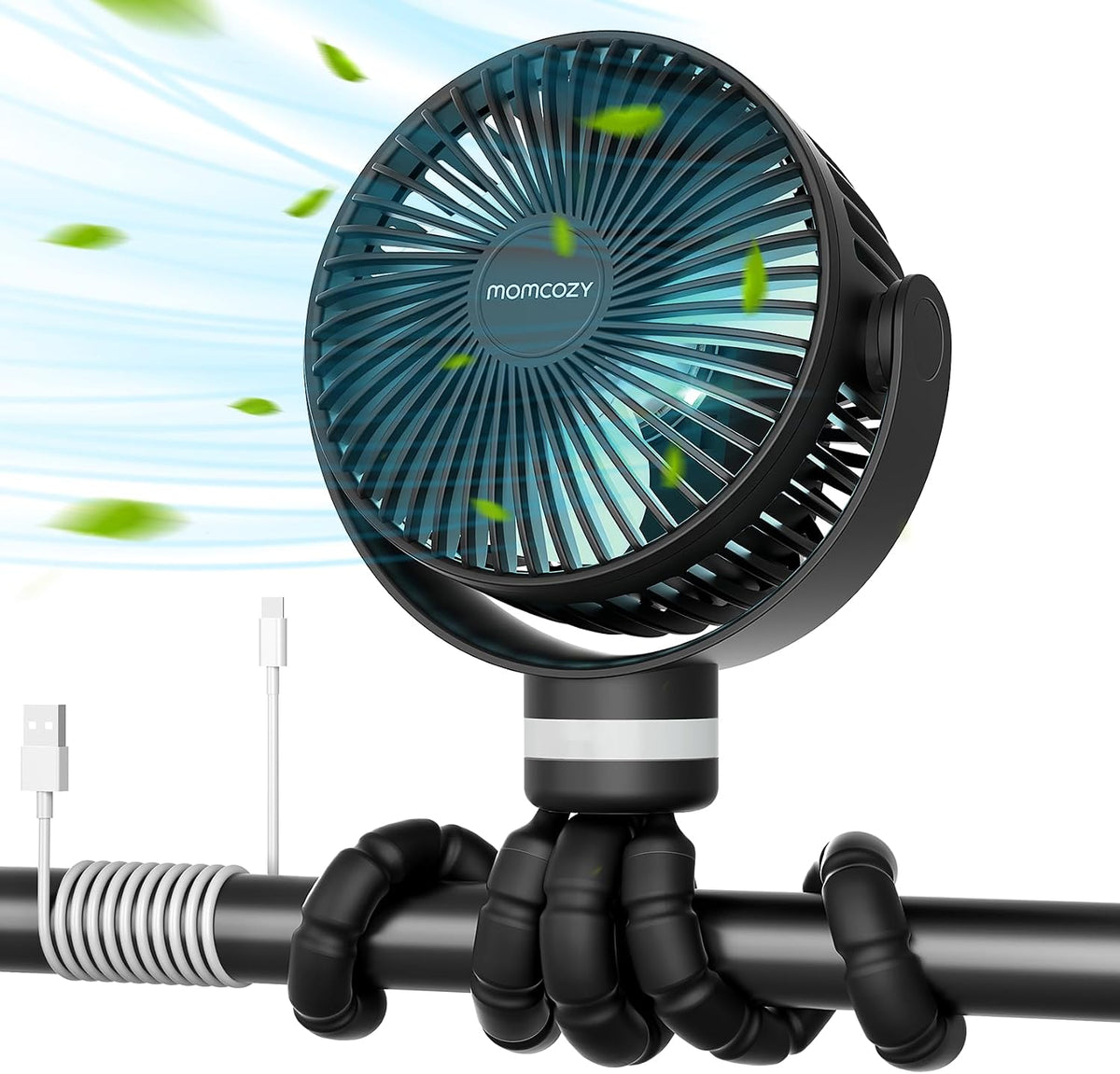8000mAh Portable Stroller Fan, 27H Ultra-long Battery Life