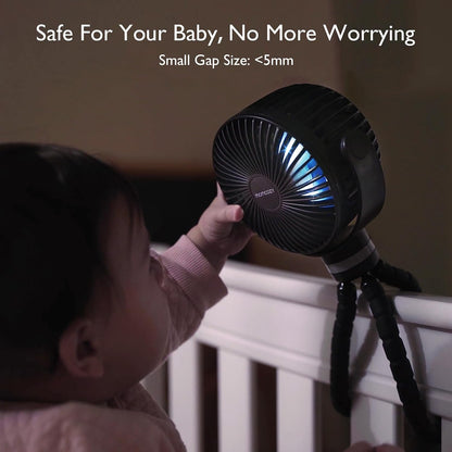 8000mAh Portable Stroller Fan, 27H Ultra-long Battery Life