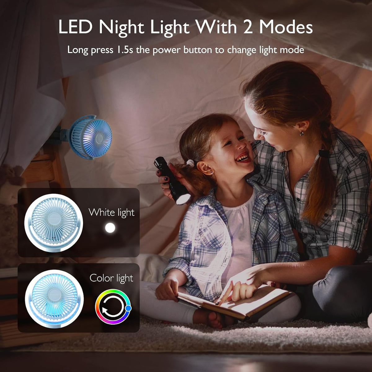 8000mAh Portable Stroller Fan, 27H Ultra-long Battery Life