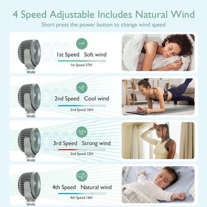 8000mAh Portable Stroller Fan, 27H Ultra-long Battery Life