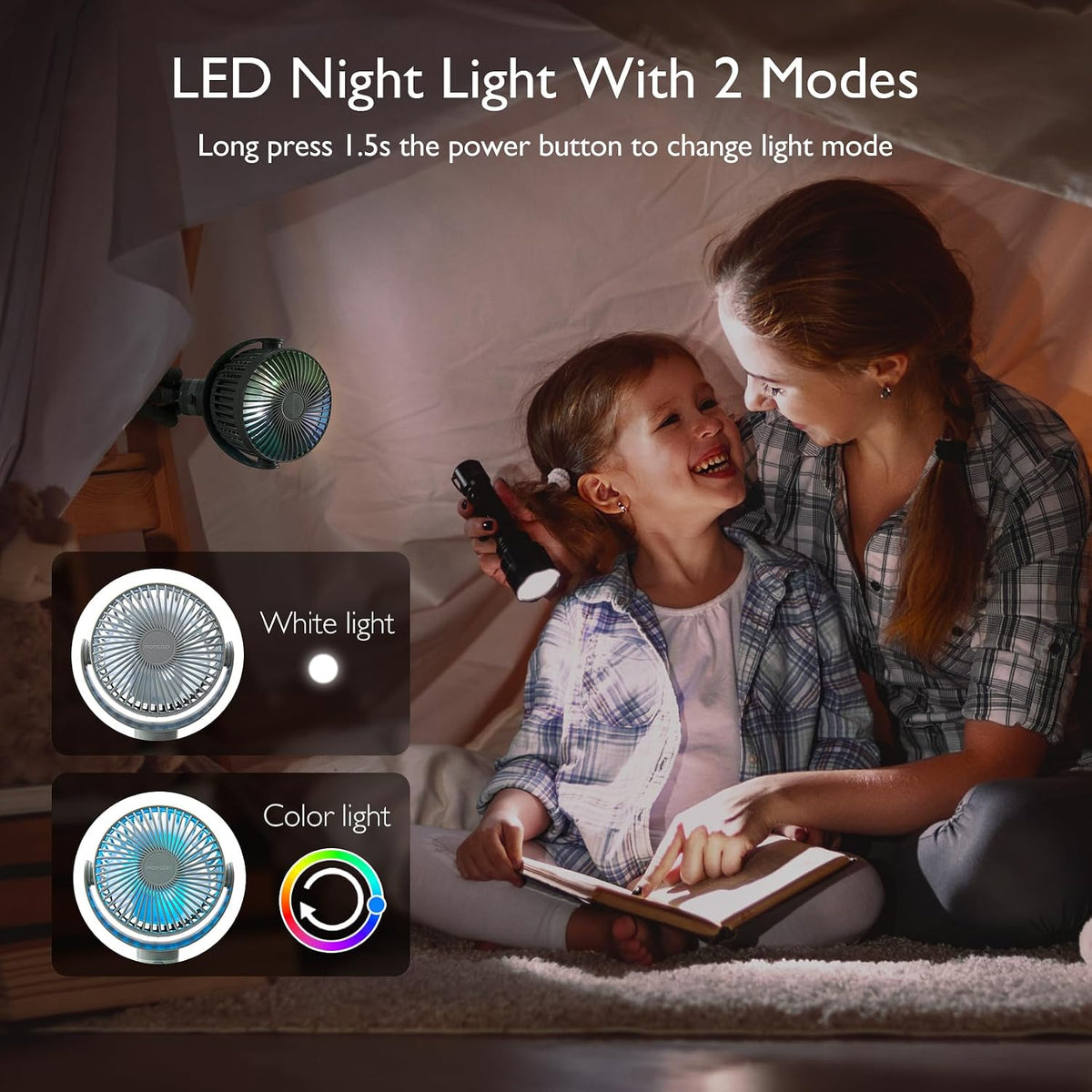 8000mAh Portable Stroller Fan, 27H Ultra-long Battery Life