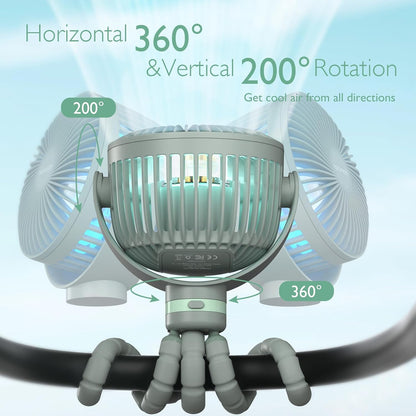 8000mAh Portable Stroller Fan, 27H Ultra-long Battery Life