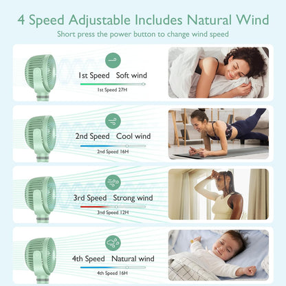 8000mAh Portable Stroller Fan, 27H Ultra-long Battery Life