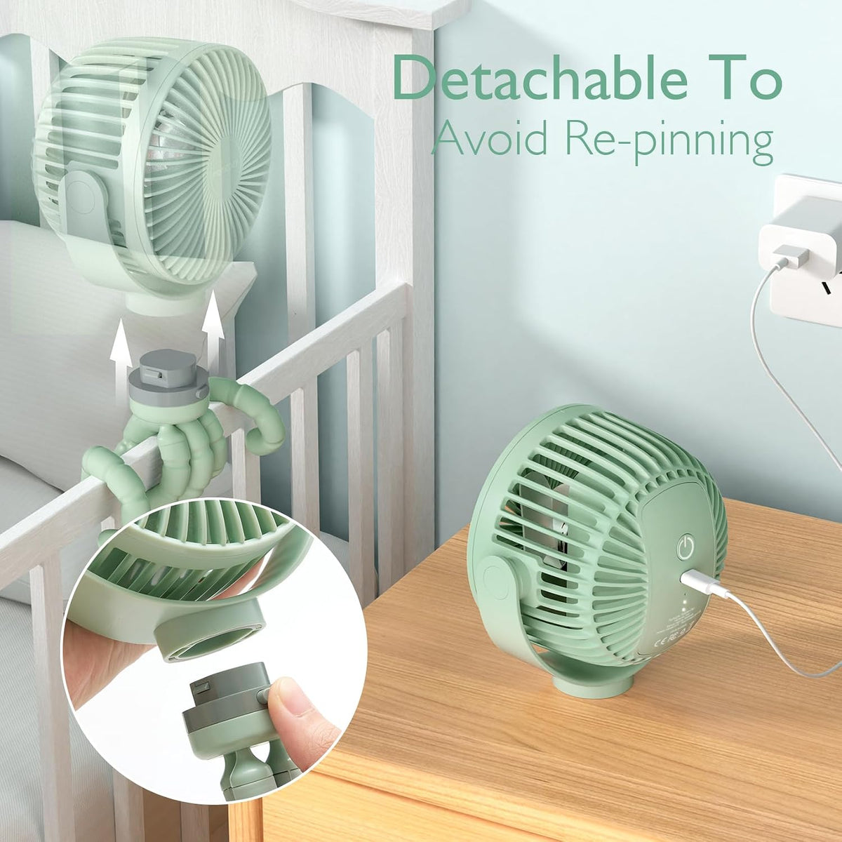 8000mAh Portable Stroller Fan, 27H Ultra-long Battery Life