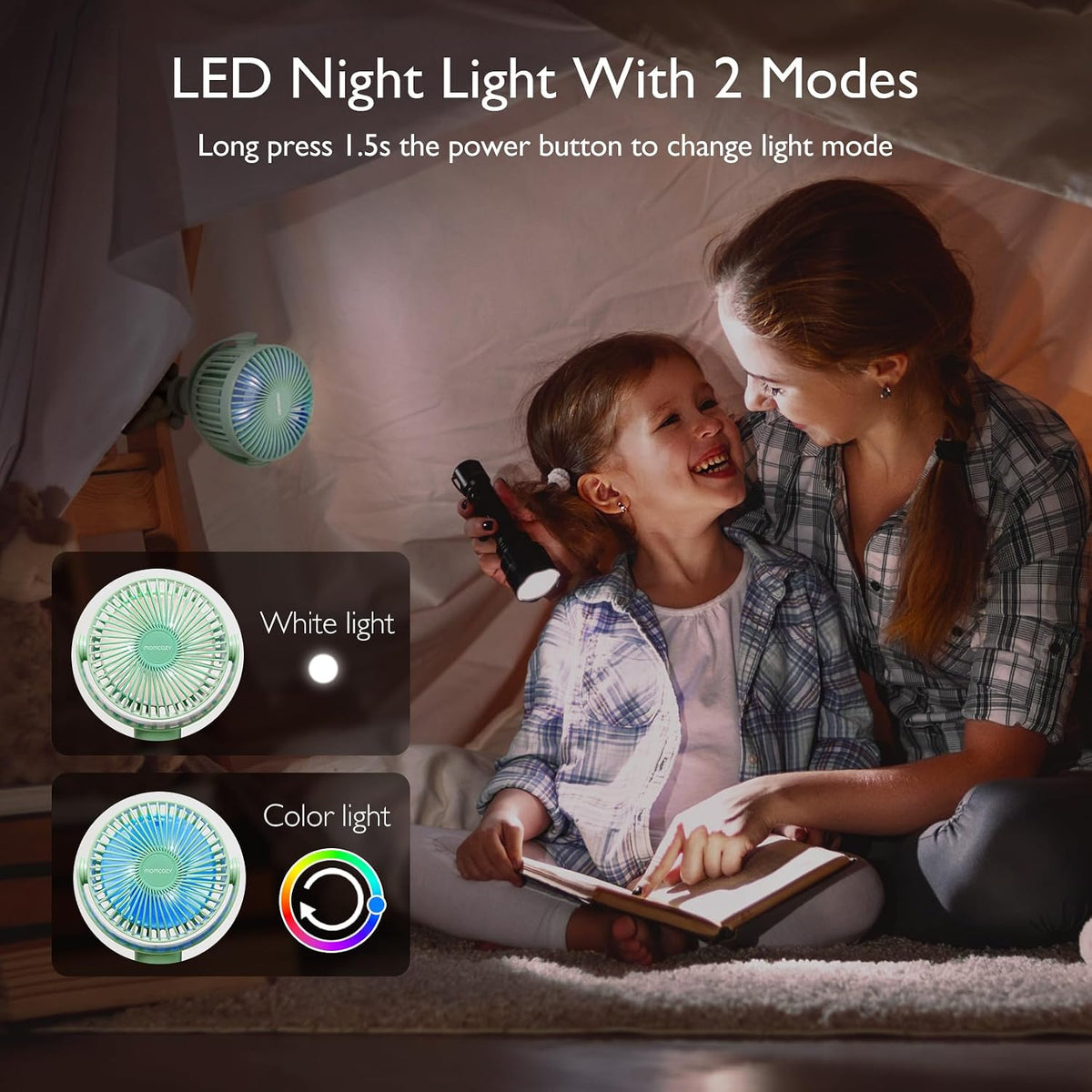 8000mAh Portable Stroller Fan, 27H Ultra-long Battery Life