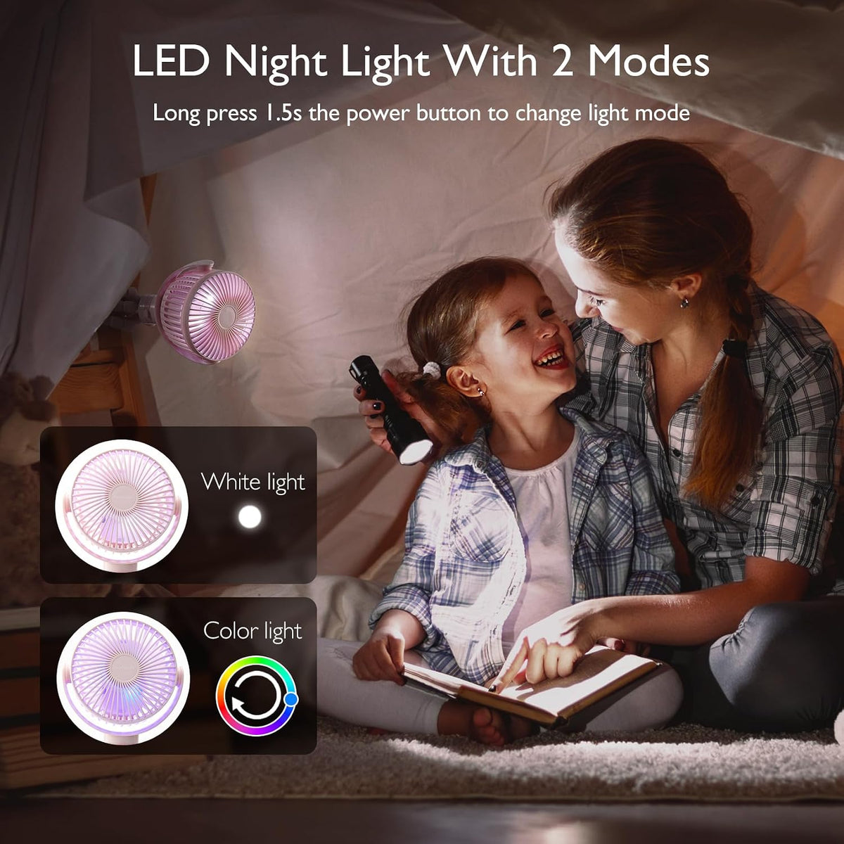 8000mAh Portable Stroller Fan, 27H Ultra-long Battery Life