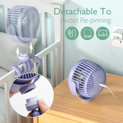 8000mAh Portable Stroller Fan, 27H Ultra-long Battery Life