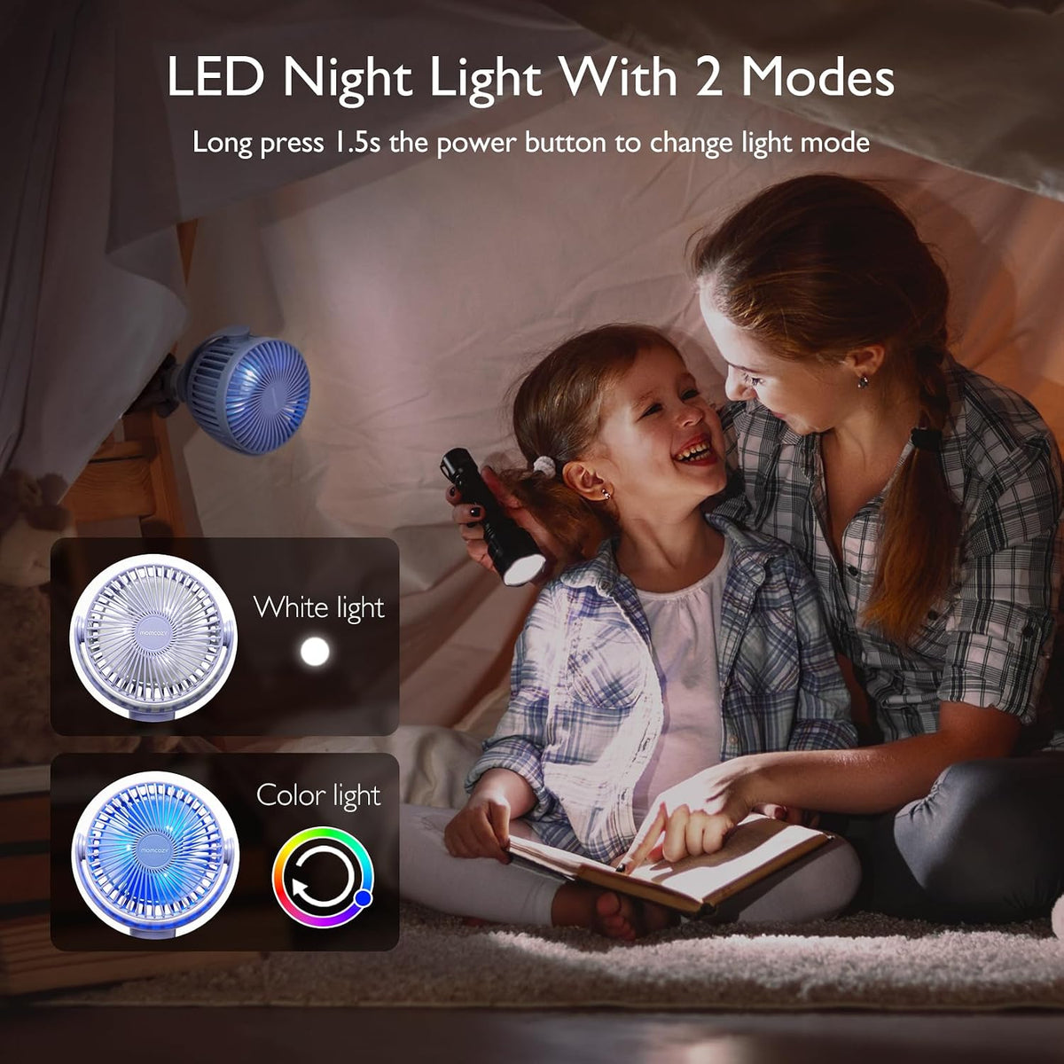 8000mAh Portable Stroller Fan, 27H Ultra-long Battery Life