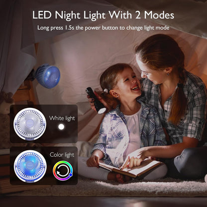 8000mAh Portable Stroller Fan, 27H Ultra-long Battery Life