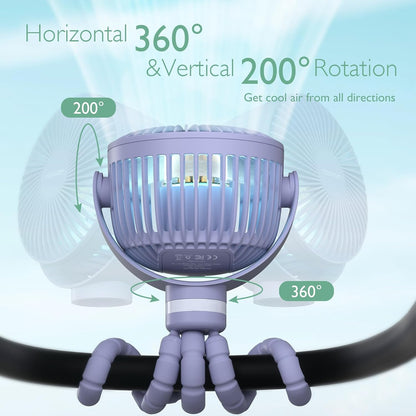8000mAh Portable Stroller Fan, 27H Ultra-long Battery Life