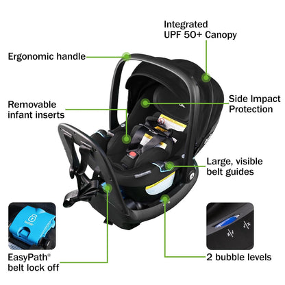 LiteClik30 RXT SafePlus Infant Car Seat and Base, Rear-Facing for Infants 4-30lbs, SafePlus Engineering, with Infant Insert, UPF 50+ Sunshade (Black Storm)