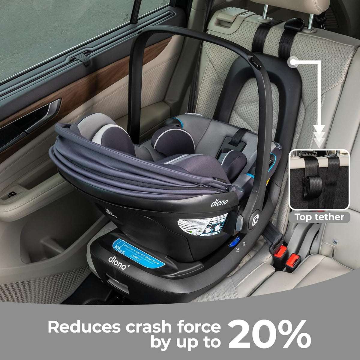 LiteClik30 RXT SafePlus Infant Car Seat and Base, Rear-Facing for Infants 4-30lbs, SafePlus Engineering, with Infant Insert, UPF 50+ Sunshade (Black Storm)