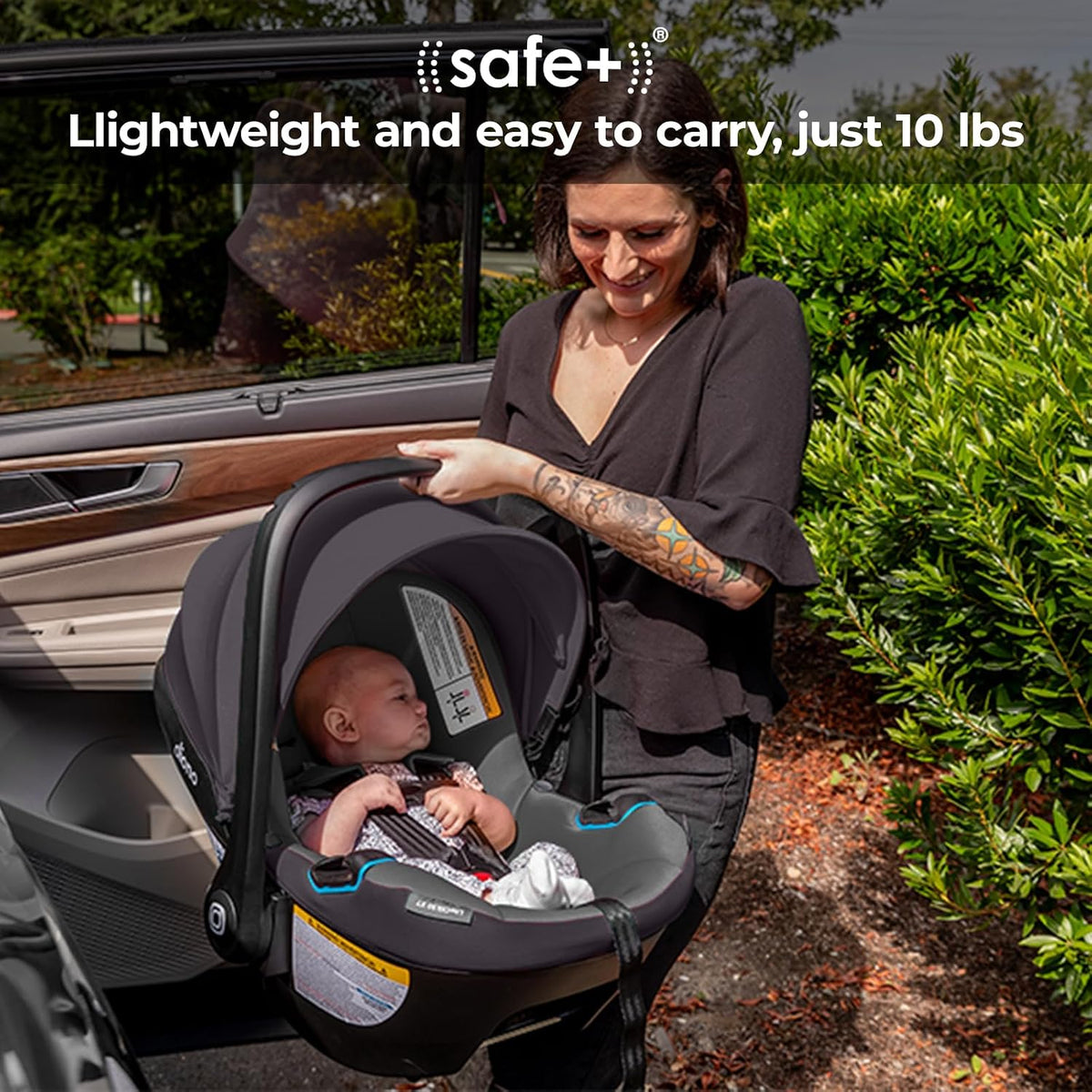 LiteClik30 RXT SafePlus Infant Car Seat and Base, Rear-Facing for Infants 4-30lbs, SafePlus Engineering, with Infant Insert, UPF 50+ Sunshade (Black Storm)
