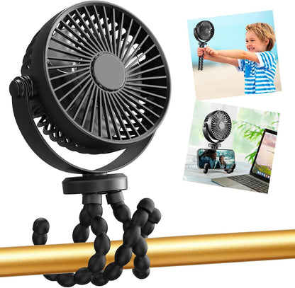 Mini Portable Stroller Fan, 3000mAh Battery Operated Personal