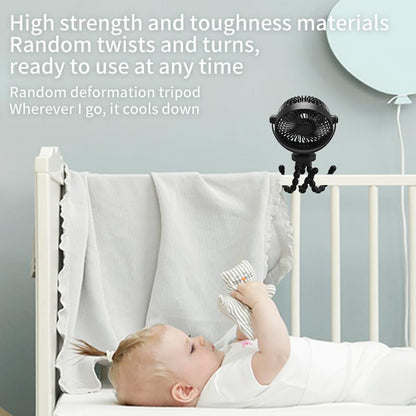 Mini Portable Stroller Fan, 3000mAh Battery Operated Personal