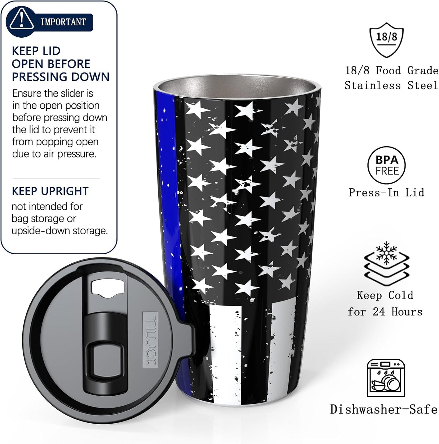 TILUCK 20 oz Insulated Coffee Tumbler with BPA-Free Lid | Travel Coffee Mug, Dishwasher Safe, Cup Holder Friendly, Double-Wall Vacuum Insulation for Hot & Cold Drinks,Matte MistyGray