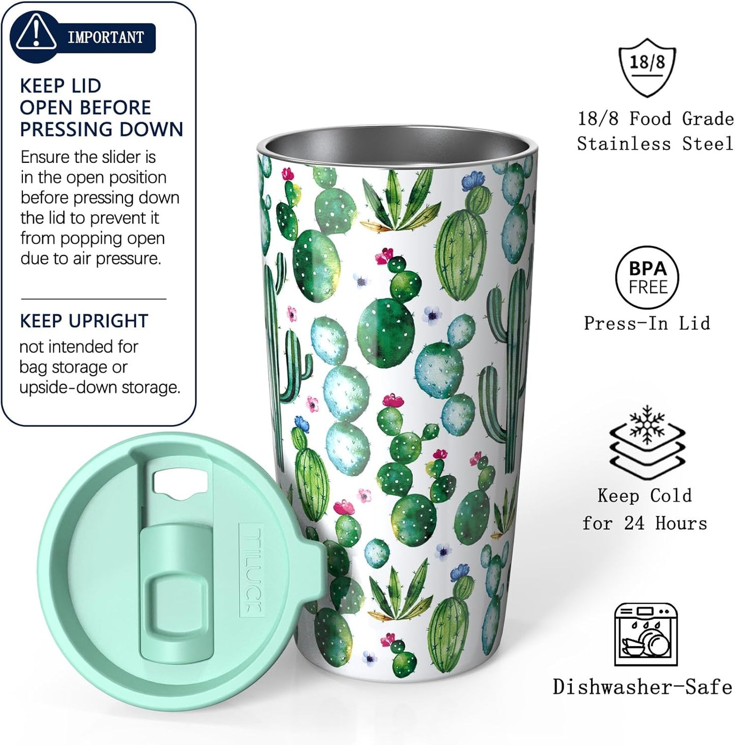 TILUCK 20 oz Insulated Coffee Tumbler with BPA-Free Lid | Travel Coffee Mug, Dishwasher Safe, Cup Holder Friendly, Double-Wall Vacuum Insulation for Hot & Cold Drinks,Matte MistyGray