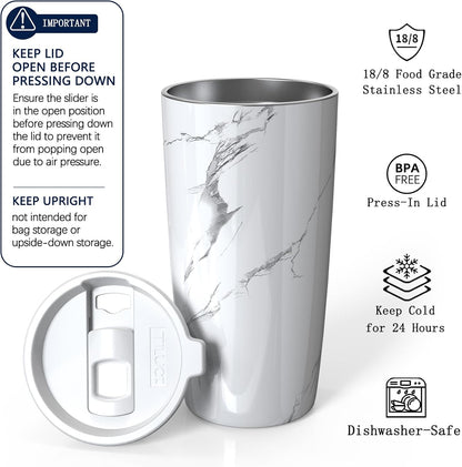 TILUCK 20 oz Insulated Coffee Tumbler with BPA-Free Lid | Travel Coffee Mug, Dishwasher Safe, Cup Holder Friendly, Double-Wall Vacuum Insulation for Hot & Cold Drinks,Matte MistyGray