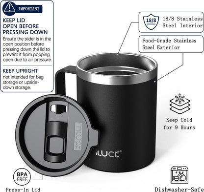 TILUCK 20 oz Insulated Coffee Tumbler with BPA-Free Lid | Travel Coffee Mug, Dishwasher Safe, Cup Holder Friendly, Double-Wall Vacuum Insulation for Hot & Cold Drinks,Matte MistyGray