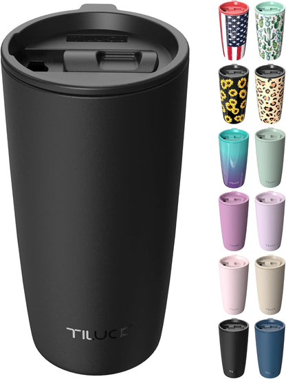 TILUCK 20 oz Insulated Coffee Tumbler with BPA-Free Lid | Travel Coffee Mug, Dishwasher Safe, Cup Holder Friendly, Double-Wall Vacuum Insulation for Hot & Cold Drinks,Matte MistyGray