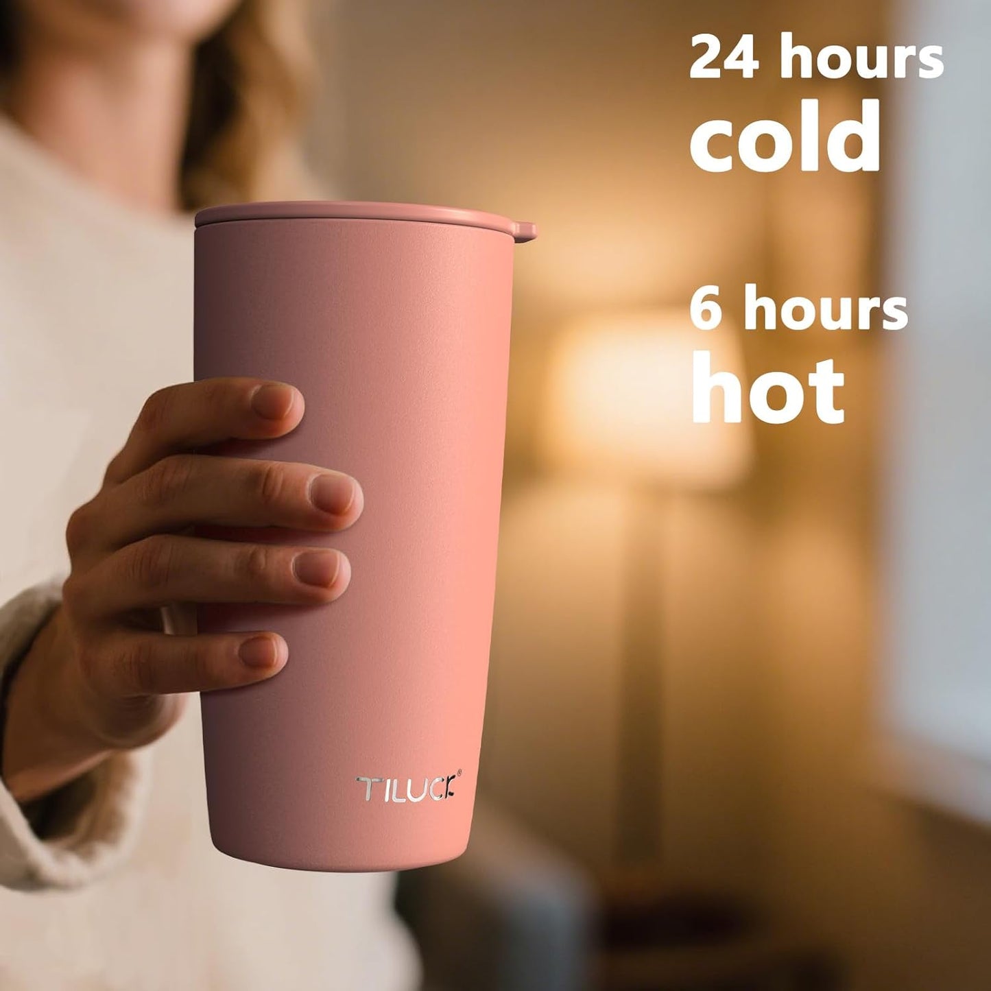 TILUCK 20 oz Insulated Coffee Tumbler with BPA-Free Lid | Travel Coffee Mug, Dishwasher Safe, Cup Holder Friendly, Double-Wall Vacuum Insulation for Hot & Cold Drinks,Matte MistyGray
