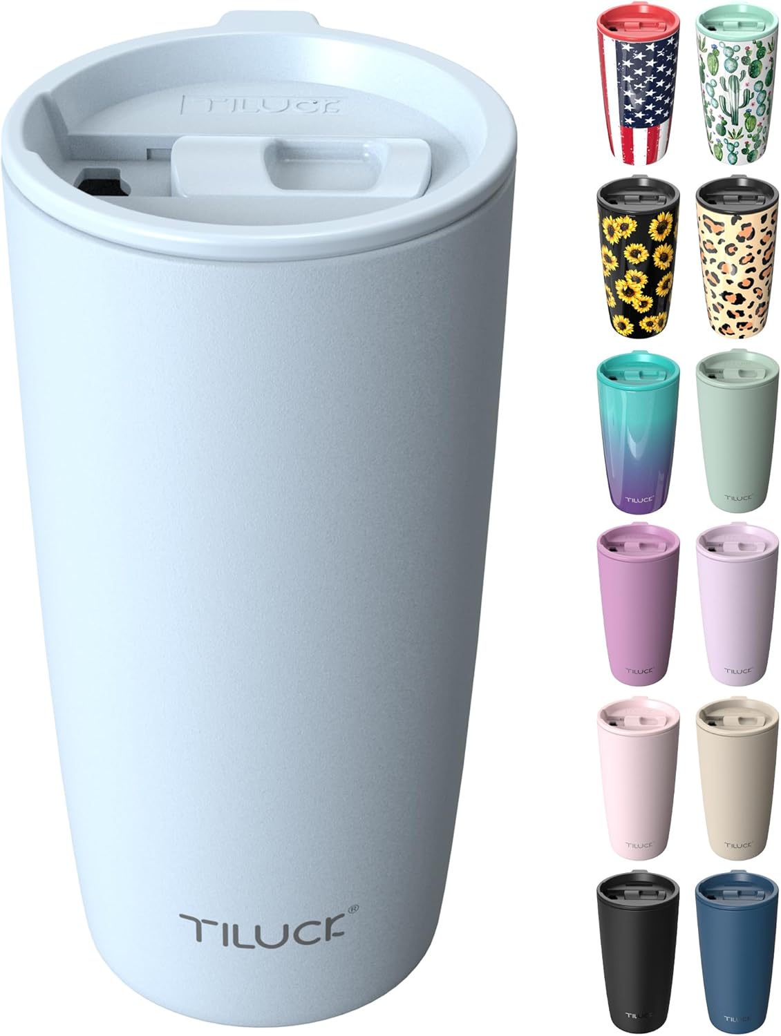 TILUCK 20 oz Insulated Coffee Tumbler with BPA-Free Lid | Travel Coffee Mug, Dishwasher Safe, Cup Holder Friendly, Double-Wall Vacuum Insulation for Hot & Cold Drinks,Matte MistyGray