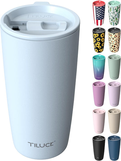 TILUCK 20 oz Insulated Coffee Tumbler with BPA-Free Lid | Travel Coffee Mug, Dishwasher Safe, Cup Holder Friendly, Double-Wall Vacuum Insulation for Hot & Cold Drinks,Matte MistyGray