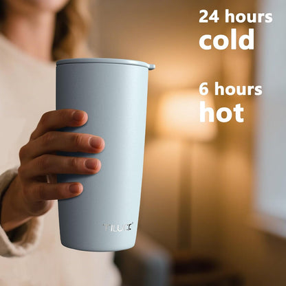 TILUCK 20 oz Insulated Coffee Tumbler with BPA-Free Lid | Travel Coffee Mug, Dishwasher Safe, Cup Holder Friendly, Double-Wall Vacuum Insulation for Hot & Cold Drinks,Matte MistyGray