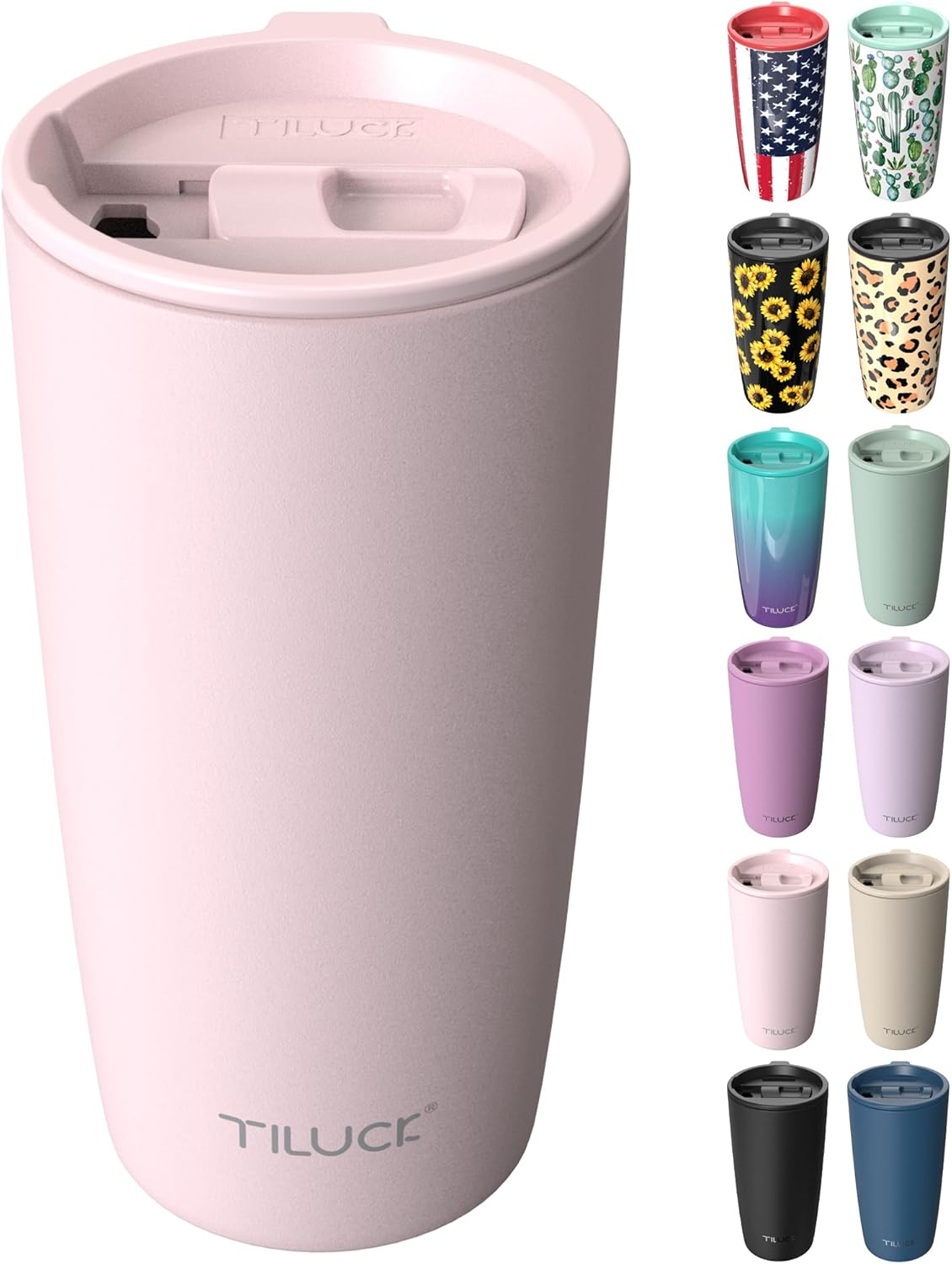 TILUCK 20 oz Insulated Coffee Tumbler with BPA-Free Lid | Travel Coffee Mug, Dishwasher Safe, Cup Holder Friendly, Double-Wall Vacuum Insulation for Hot & Cold Drinks,Matte MistyGray