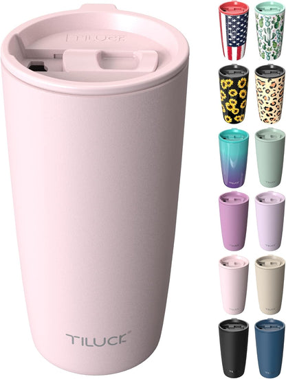 TILUCK 20 oz Insulated Coffee Tumbler with BPA-Free Lid | Travel Coffee Mug, Dishwasher Safe, Cup Holder Friendly, Double-Wall Vacuum Insulation for Hot & Cold Drinks,Matte MistyGray