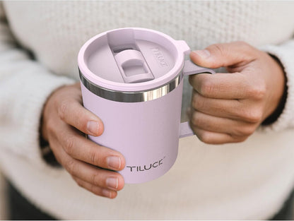TILUCK 20 oz Insulated Coffee Tumbler with BPA-Free Lid | Travel Coffee Mug, Dishwasher Safe, Cup Holder Friendly, Double-Wall Vacuum Insulation for Hot & Cold Drinks,Matte MistyGray
