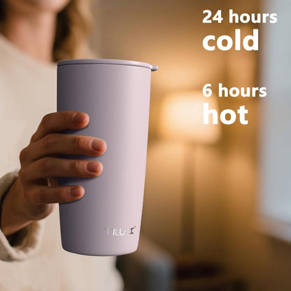 TILUCK 20 oz Insulated Coffee Tumbler with BPA-Free Lid | Travel Coffee Mug, Dishwasher Safe, Cup Holder Friendly, Double-Wall Vacuum Insulation for Hot & Cold Drinks,Matte MistyGray