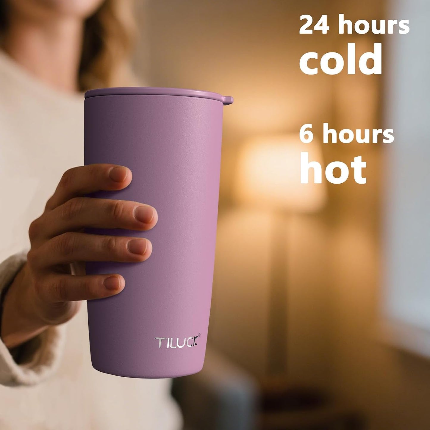 TILUCK 20 oz Insulated Coffee Tumbler with BPA-Free Lid | Travel Coffee Mug, Dishwasher Safe, Cup Holder Friendly, Double-Wall Vacuum Insulation for Hot & Cold Drinks,Matte MistyGray
