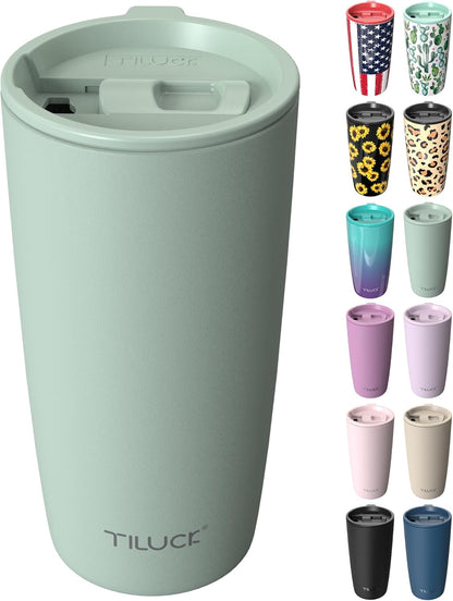 TILUCK 20 oz Insulated Coffee Tumbler with BPA-Free Lid | Travel Coffee Mug, Dishwasher Safe, Cup Holder Friendly, Double-Wall Vacuum Insulation for Hot & Cold Drinks,Matte MistyGray