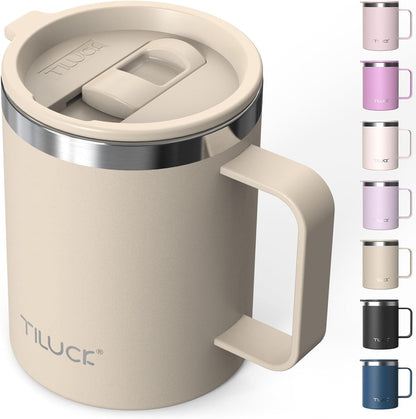 TILUCK 20 oz Insulated Coffee Tumbler with BPA-Free Lid | Travel Coffee Mug, Dishwasher Safe, Cup Holder Friendly, Double-Wall Vacuum Insulation for Hot & Cold Drinks,Matte MistyGray