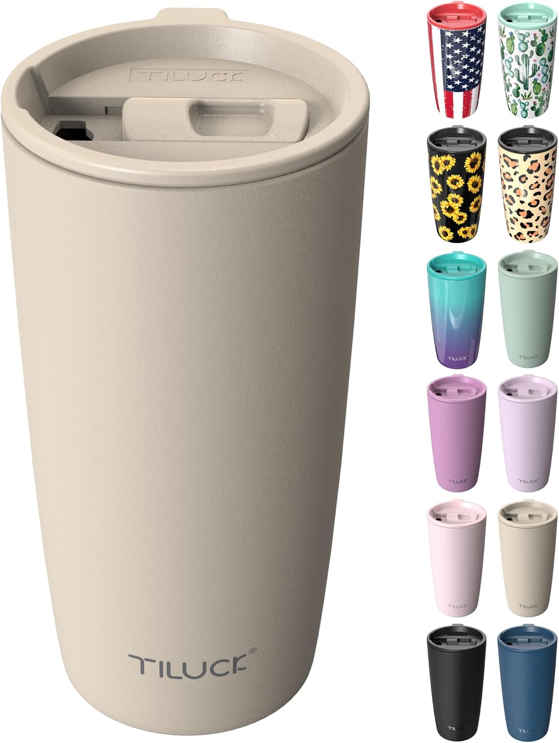 TILUCK 20 oz Insulated Coffee Tumbler with BPA-Free Lid | Travel Coffee Mug, Dishwasher Safe, Cup Holder Friendly, Double-Wall Vacuum Insulation for Hot & Cold Drinks,Matte MistyGray